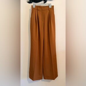 High-Waist Wide-Leg Trousers in Rust Brown, XS